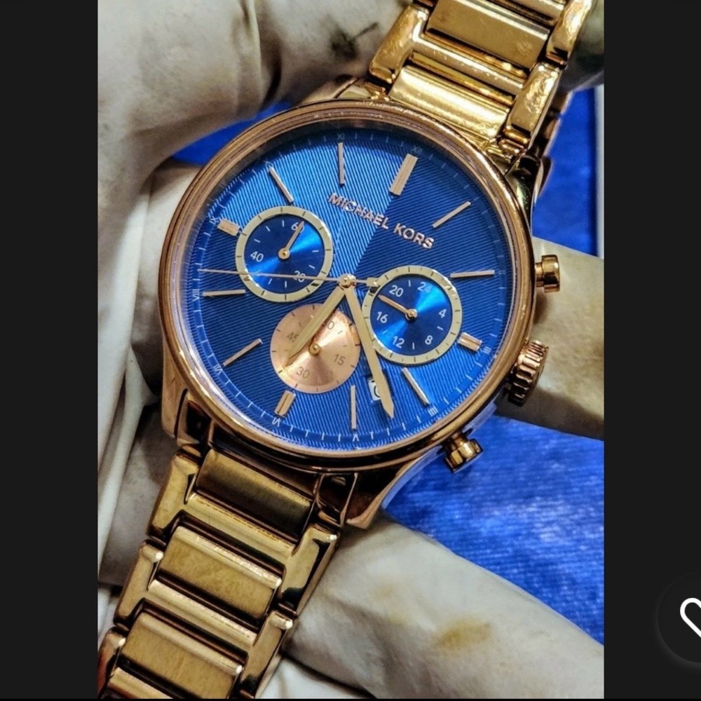 Michael Kors Gold Watch with Blue Dial